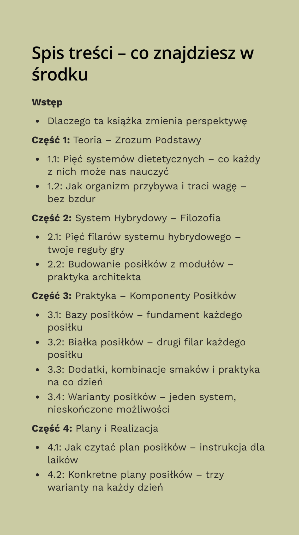 Spis treści — co znajdziesz w środku